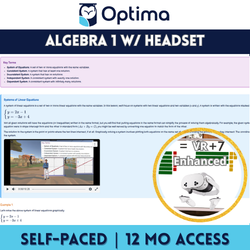 OptimaED Self-Paced 9th Grade Algebra 1 + VR Headset Bundle