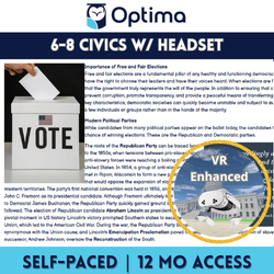 OptimaED Self-Paced Grades 6-8 Civics + VR Headset Bundle